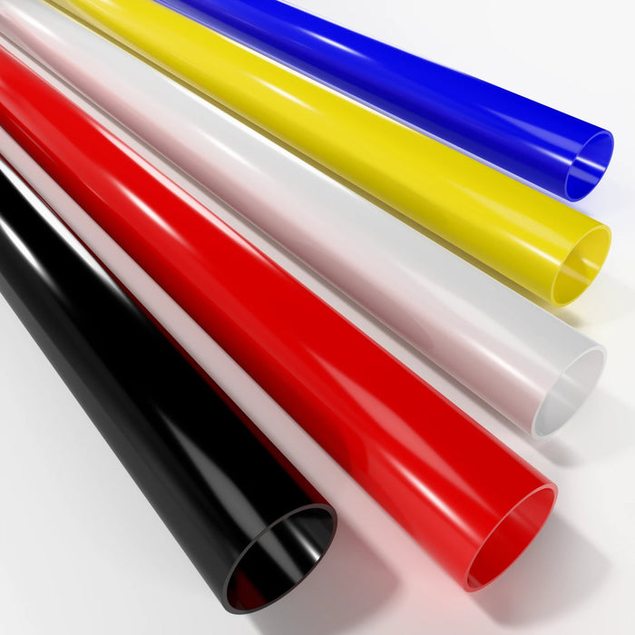 Powder-coated aluminium strut bar colour options: black, red, white, yellow and blue