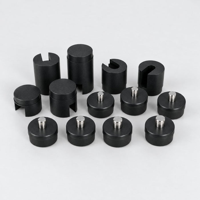 Slotted and stainless-pinned strut bar brackets in heat-resistant ABS
